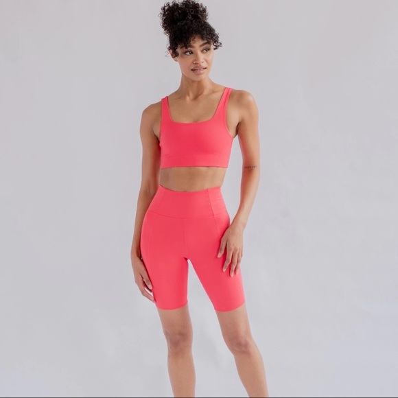 girlfriend collective Pants - Girlfriend Collective Biker Shorts Geranium Pink Coral Size XS